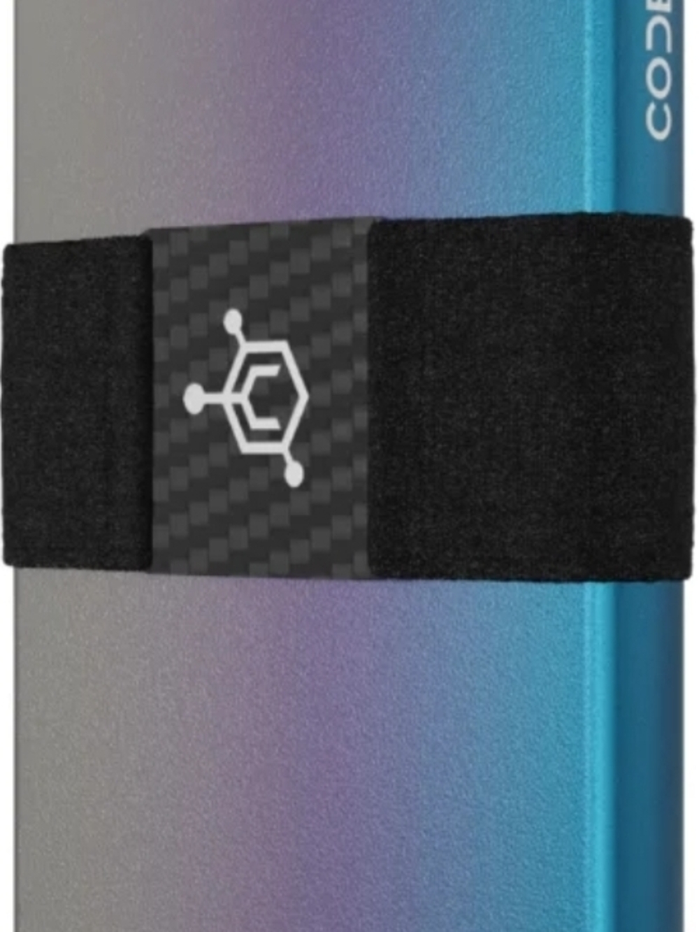 Iridescent Blue-Purple Tech Code 118 Wallet with Black Elastic Strap
